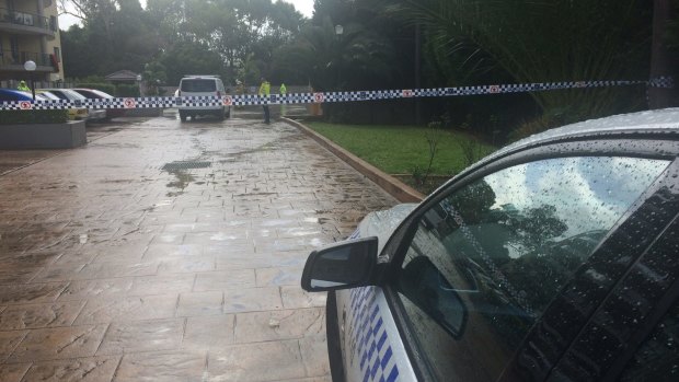 Police at the Monarco Estate complex in Westmead after a woman's body was found.
