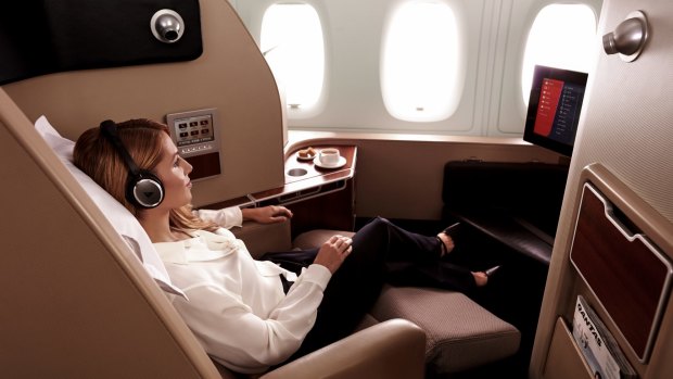 Qantas A380 First Class cabin.