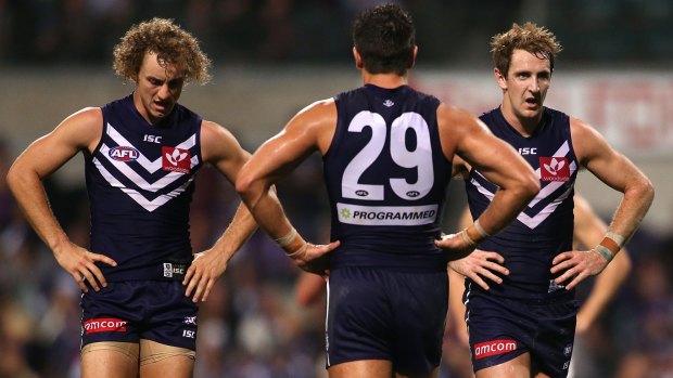 Mayne (left), Pavlich and Barlow (right) may all be missing from Fremantle next year.