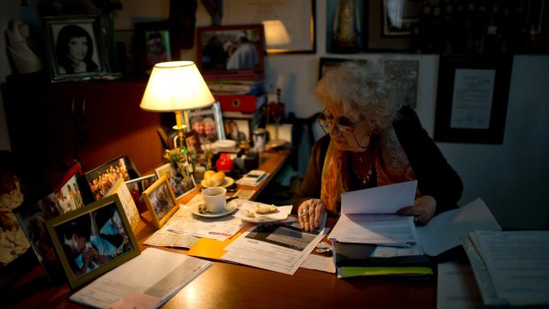 Estela de Carlotto, head of the human rights group Grandmothers of the Plaza de Mayo, works at her desk in Buenos Aires.