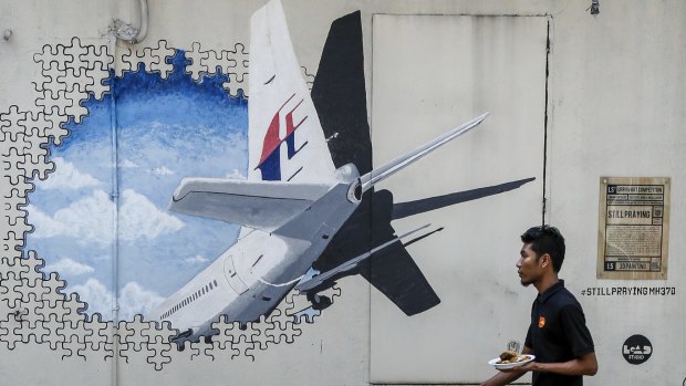 A mural of flight MH370 in Shah Alam, outside Kuala Lumpur, Malaysia. 