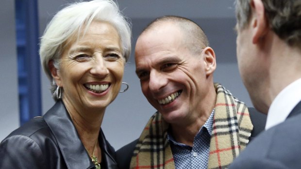 IMF head Christine Lagarde and Greek Finance Minister Yanis Varoufakis during an extraordinary euro zone finance ministers meeting in Brussels.