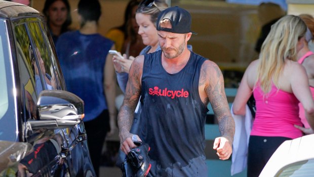 David Beckham after a SoulCycle workout in LA.