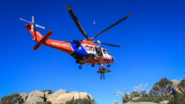 The woman was airlifted to Melbourne on Monday afternoon.