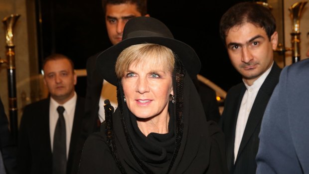 Foreign Affairs minister Julie Bishop in Tehran, Iran in April.