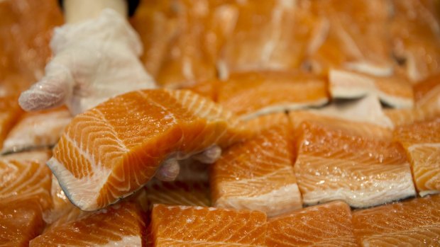 Domestic per capita consumption of salmon has almost doubled over the past seven years.