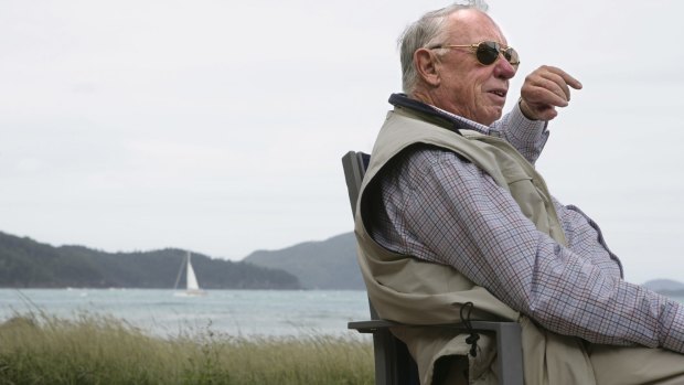 Hamilton Island owner Bob Oatley overlooking the island's main beach.