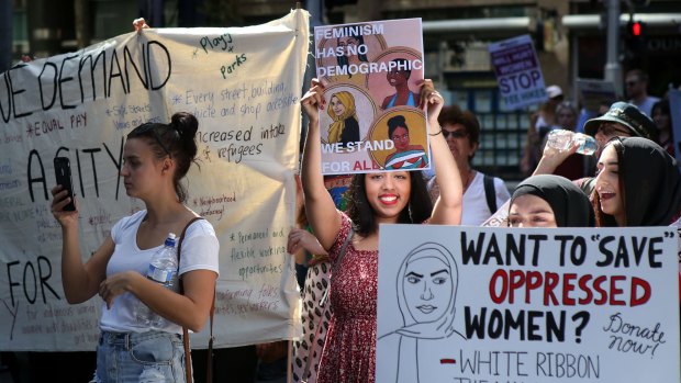 Joyful: Feminists, gender equity activists, and general supporters of women's rights rallied to mark International Women's Day in Sydney.