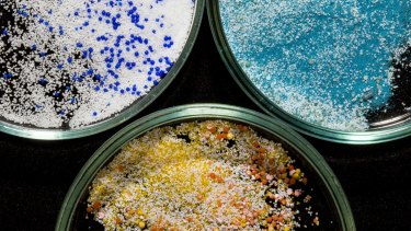 Plastic microbeads isolated from face and body scrubs.