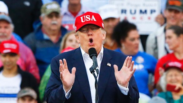 "There's no alt-right or alt-left": US President-elect Donald Trump at a rally in Alabama on December 17.