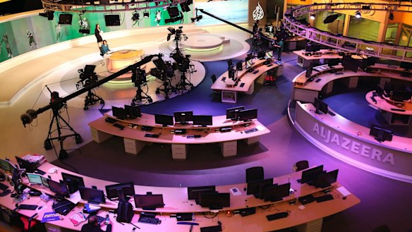 The Al-Jazeera news studio in Doha, Qatar.