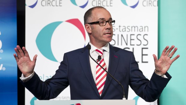 NAB  chief executive Andrew Thorburn addresses the Trans-Tasman Business Circle lunch on Wednesday. 