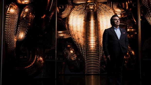 Opera Australia boss Lyndon Terracini in front of the Aida set.