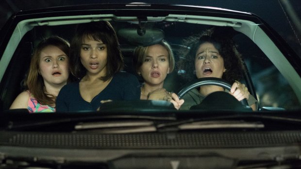 Jillian Bell, Zoe Kravitz, Scarlett Johansson and Ilana Glazer run into trouble on a night out.