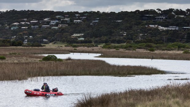 Police search the Paincalak Creek at Aireys Inlet.