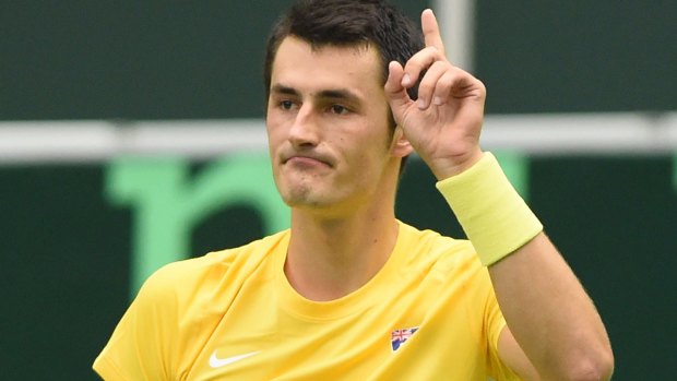 Two-nil: Bernard Tomic reacts after defeating Jiri Vesely.