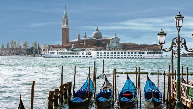 Uniworld's River Countess sailing in Venice. 