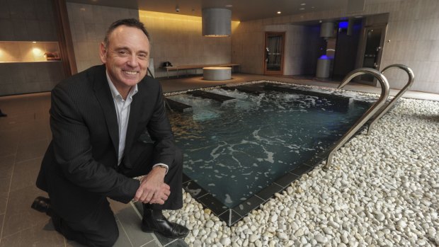 Next Gen general manager Tony Fraser in the spa area of the new Next Gen Canberra gym. 