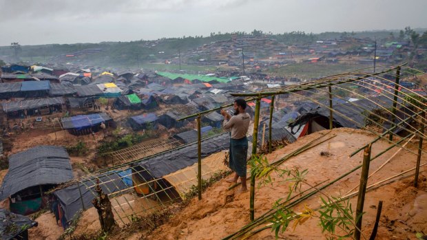 A Rohingya Muslim man from Myanmar at a refugee camp in Bangladesh. 