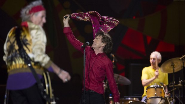 The Rolling Stones' Mick Jagger, Keith Richards, left, and Charlie Watts perform in Rio, during their America Latina Ole tour of seven cities.