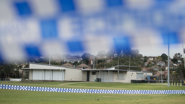 Police tape at Dunstan Reserve in West Brunswick.