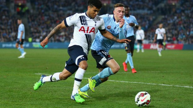 On the move: Alex Gersbach in action in the pre-season friendly against Tottenham.