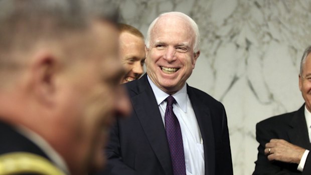 John McCain on Tuesday in Washington. Donald Trump's incendiary comments are proving political gold for Democrats. 