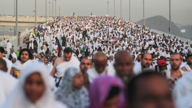 Hundreds of thousands of Muslim pilgrims make their way to cast stones at a pillar symbolising the stoning of Satan, in a ritual called 'Jamarat,' the last rite of the annual Haj, in Mina near the holy city of Mecca, Saudi Arabia.