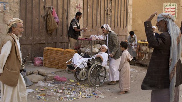 Residents of the northern city of Saada, Yemen, a stronghold of the Houthi rebel group, in September. 