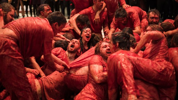 Participants during the performance of Hermann Nitsch's 150.Action, during Dark Mofo in Hobart.