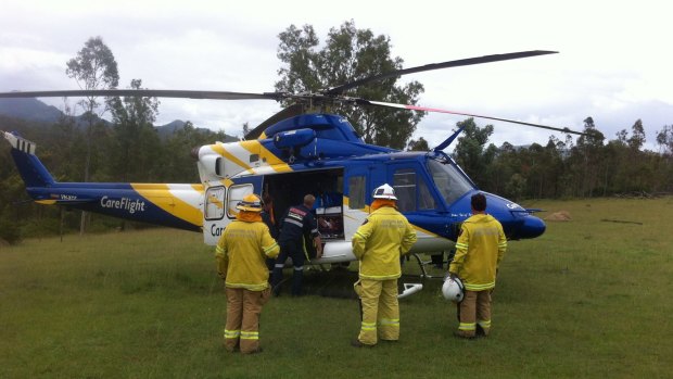 A rally driver has been airlifted to hospital by RACQ Careflight