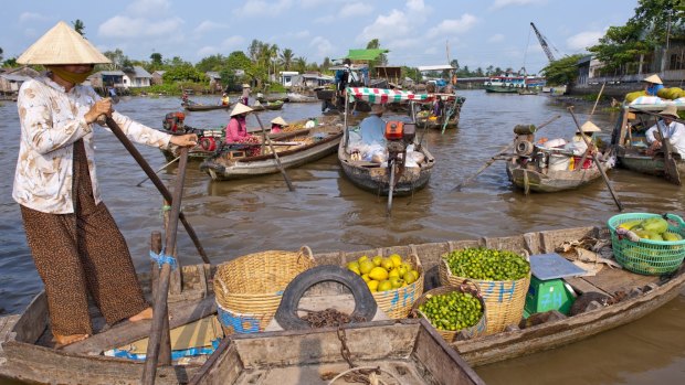 Floating market, Mekong river, Vietnam

