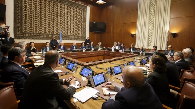 Syria peace talks begin at the European headquarters of the United Nations in Geneva, Switzerland, on Monday.