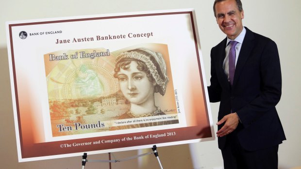 Airbrushed Austen? Governor of the Bank of England, Mark Carney reveals the soon-to-be launched new 10 pound note in 2013