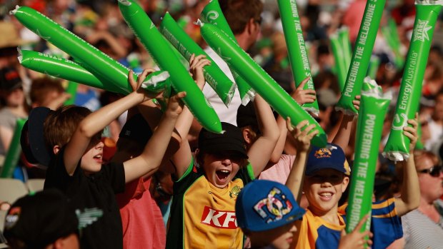 Turning up the volume: Fans show their support during a Big Bash League match between the Melbourne Stars and the Melbourne Renegades.