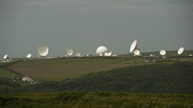 Illegal: Satellite dishes at GCHQ's outpost at Bude.
