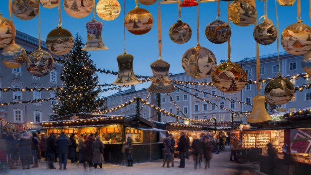 Christmas decorations in Salzburg, Austria.
