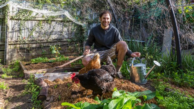 Joe Hallenstein has been consuming food from his backyard urban vegie garden for more than six years. 