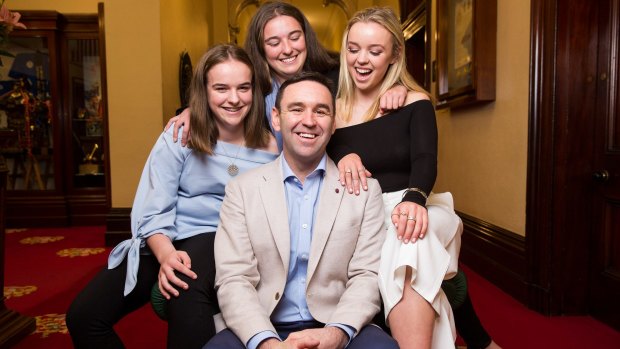 Father of The Year Jason Stack with his daughters (L-R) Adele, Courtney and Kyralee.