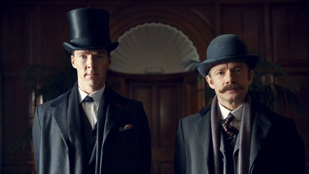 Benedict Cumberbatch, left and Martin Freeman star in <i>Sherlock: The Abominable Bride</i>.