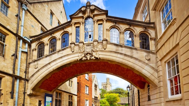 Bridge of Sighs at Hertford College, Oxford, England.