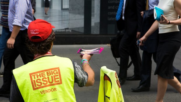 The Big Issue's vendors are 85 per cent male, despite women making up nearly half of Australia's homeless population. 