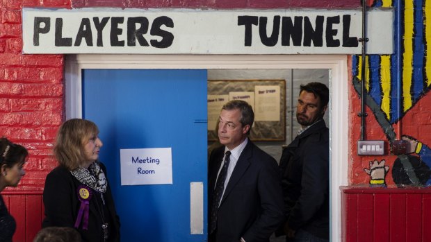  UKIP leader Nigel Farage waits to speak at a meeting in Ramsgate during the weekend.