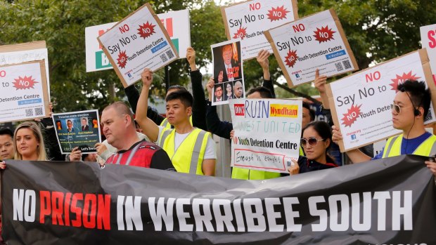 Protesters at last month's rally in Werribee. 