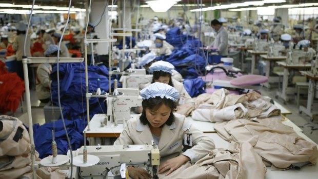 A file photo of North Korean workers assembling jackets at a factory of a South Korean-owned company at the jointly-run Kaesong industrial complex in North Korea. 