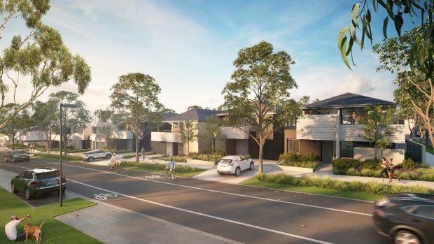 An artist's impression of homes in the Alphington development, which will all have Tesla batteries installed. 
