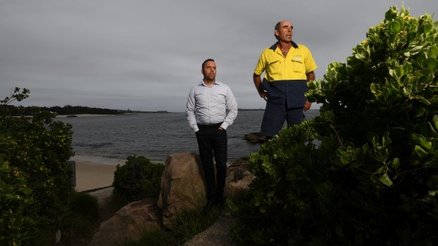 Barry Cooley, right, and Chris Ingrey, head of the La Perouse Aboriginal Land Council, at the site of the new Indigenous cemetery.