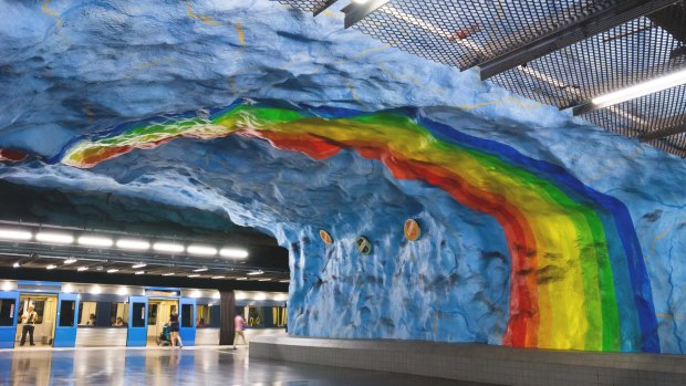 Art in the underground: Stockholm Metro Train Station, Sweden.