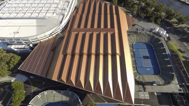 The Arena's new roof has been dubbed the copper penny.