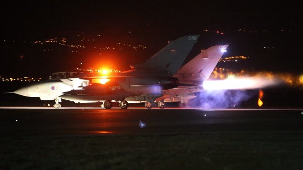 A British Tornado takes off from RAF Akrotiri on Cyprus on December 3.
